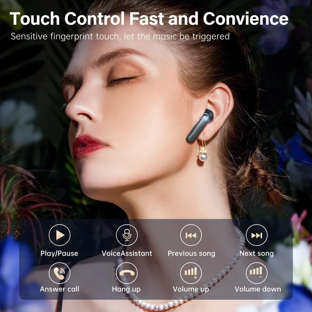 Alt view image 6 of 7 - Wireless Earbuds, Bluetooth 5.3 Headphones HiFi Stereo 50H Playback LED Digital Display Ear Buds with ENC Noise Canceling Headset, IPX7 Waterproof Earphones for Gym/Running/Work(Black)