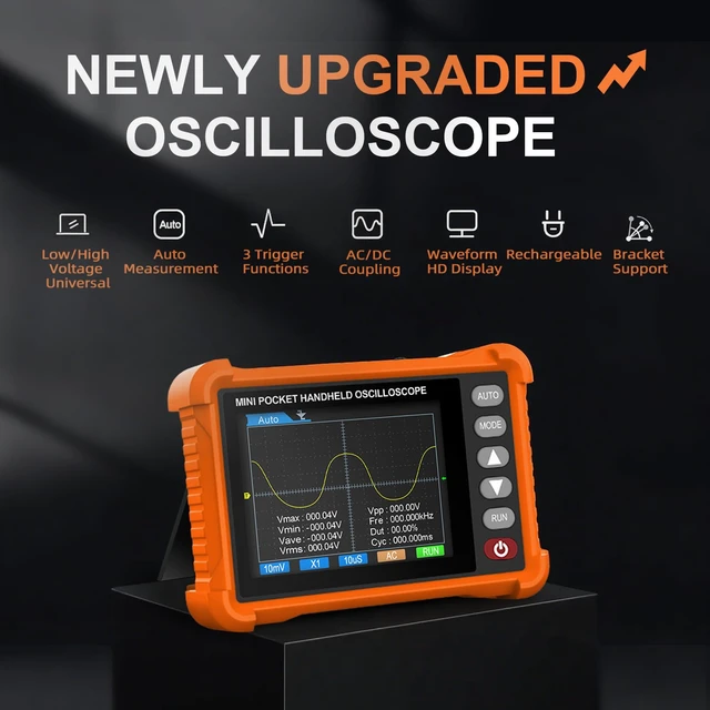 Alt view image 2 of 7 - Handheld Lab Oscilloscope Automotive, Bandwidth Digital Oscilloscope | Portable Oscilloscope Kit with 2.8 Inch TFT Screen, 2.5MS/s Sampling Rate, 3 Trigger Function, USB Rechargeable Accessories