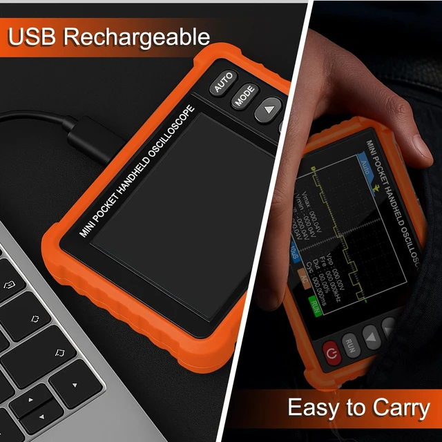 Alt view image 7 of 7 - Handheld Lab Oscilloscope Automotive, Bandwidth Digital Oscilloscope | Portable Oscilloscope Kit with 2.8 Inch TFT Screen, 2.5MS/s Sampling Rate, 3 Trigger Function, USB Rechargeable Accessories