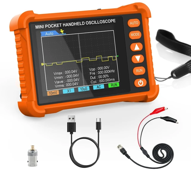 Main image of Mini Handheld Digital Oscilloscope - 250 kHz Bandwidth, 2.5 MSa/s Sampling, 2.8" LCD, AUTO/Normal/Single Trigger, ±40 V Input (X1), Portable Pocket Scope for Electronics Repair & Education