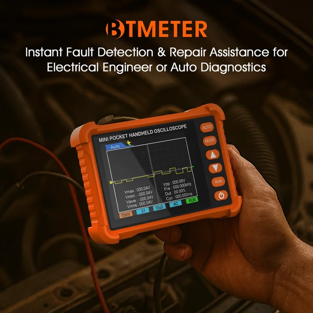 Alt view image 5 of 7 - Mini Handheld Digital Oscilloscope - 250 kHz Bandwidth, 2.5 MSa/s Sampling, 2.8" LCD, AUTO/Normal/Single Trigger, ±40 V Input (X1), Portable Pocket Scope for Electronics Repair & Education