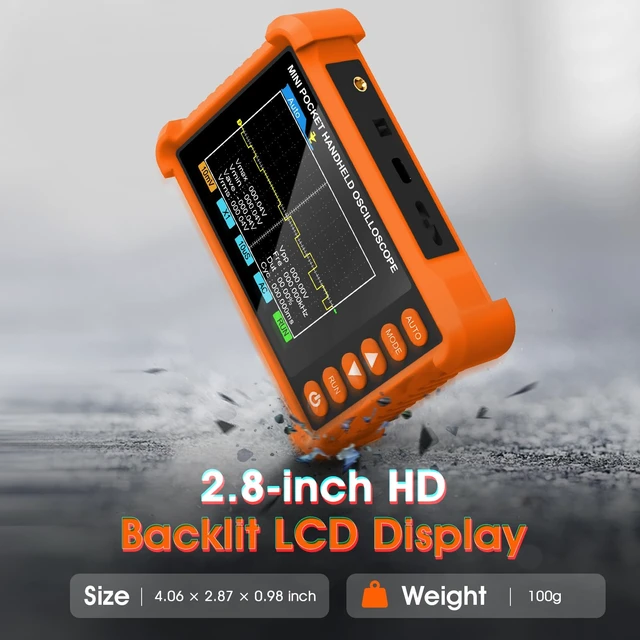 Alt view image 6 of 7 - Mini Handheld Digital Oscilloscope - 250 kHz Bandwidth, 2.5 MSa/s Sampling, 2.8" LCD, AUTO/Normal/Single Trigger, ±40 V Input (X1), Portable Pocket Scope for Electronics Repair & Education