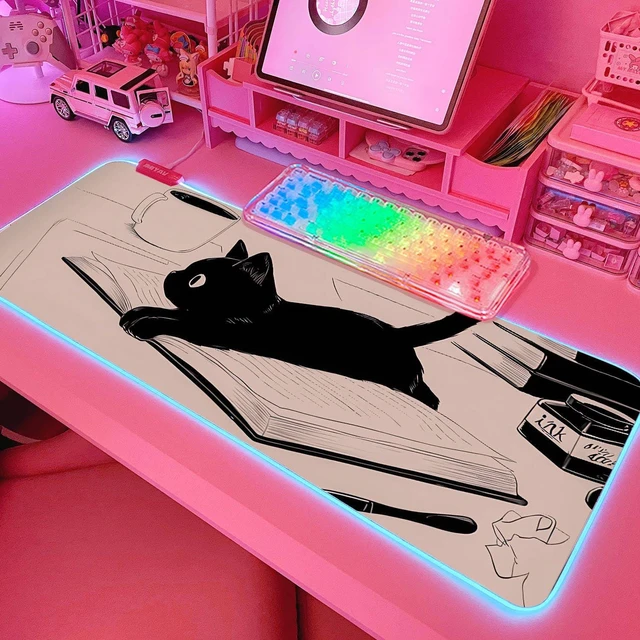 Main image of Pink RGB Gaming Mouse Pad 31.5x12 Inch PC XL Large Extended Glowing Led Light Up Desk Pad Non-Slip Rubber Base Computer Cute Mousepad Mat Desk Accessories Gaming Setup 810