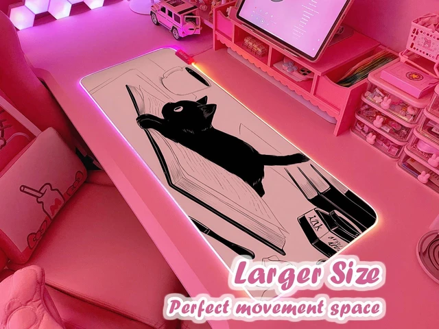 Alt view image 2 of 6 - Pink RGB Gaming Mouse Pad 31.5x12 Inch PC XL Large Extended Glowing Led Light Up Desk Pad Non-Slip Rubber Base Computer Cute Mousepad Mat Desk Accessories Gaming Setup 810