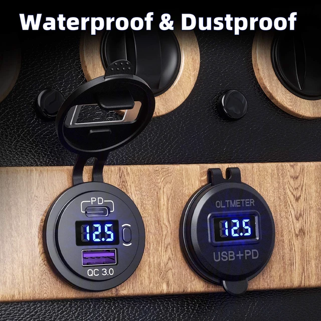 Alt view image 5 of 7 - 2 Pack PD3.0 20W and QC3.0 18W USB C Car Charger With LED Voltmeter and ON/Off Switch for Boat, RV, Truck, Golf Cart, Motorcycle
