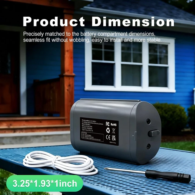 Alt view image 6 of 7 - Replacement Battery for Defend 360 Cellular Security Camera | 12000mAh Rechargeable Lithium Batteries with USB-C Fast Charging, LED Power Meter & Solar Panel Compatible