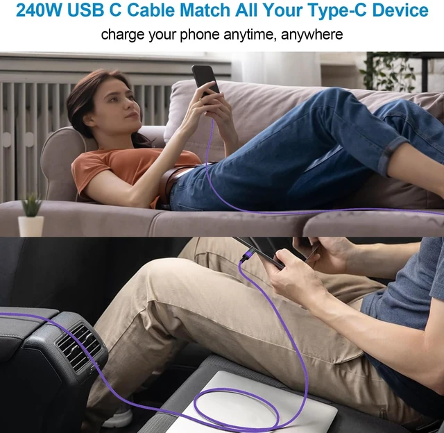 Alt view image 7 of 7 - 240W USB C to USB C Cable 6ft Type C Fast Charging Cord with LED Display | Braided USB C Charging Cords for Samsung Galaxy S26 Ultra S25 FE S24 A37 A36 A57 A56 A17 A16, iPhone 17 16 Pro Max, 2Pack