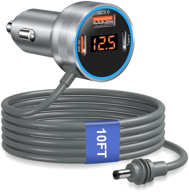Main image of Starlink Mini Car Adapter with 10FT Stable 12V-24V DC Power Cable | Cigarette Lighter Adapter with Voltage Meter Dual USB-C PD 30W+USB-A 18W Car Charger Plug&Play Starlink Mini for Cars,RV,Boat