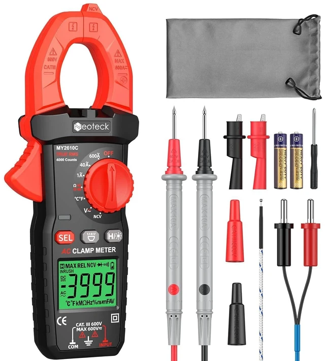 Main image of Clamp Meter 4000 Counts Amp Meter for AC Current AC/DC Voltage 600A | TRMS Auto Range Digital Multimeter with Capacitance Continuity Resistance NCV Diode Test for Car Electric Cabinet