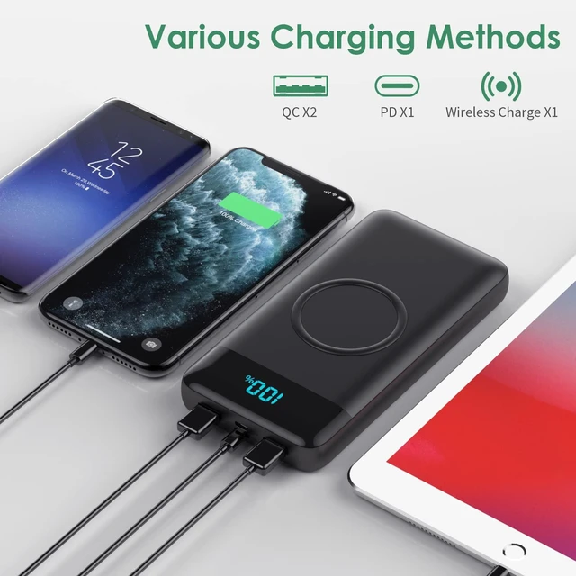 Alt view image 5 of 7 - Wireless Portable Charger 30800mAh,15W Wireless Charging 25W PD QC4.0 Fast Charging USB-C Power Bank, 4 Output Travel Essential External Battery Pack Compatible with iPhone 17/16/15/14,Galaxy,Android