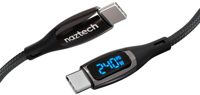 Main image of 12ft Type C to Type C Cable - 240W Black USB-C PD 3.1, E-Marker Chip Phone Cable, Digital Charger LED Power USB-C Display Fast Charging Cord for iPhone 16/15 Galaxy 24/23 MacBook, iPad & More