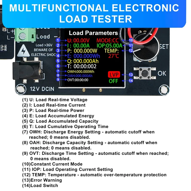 Alt view image 2 of 6 - 120W Mini Electronic Load Tester Constant Current Discharge Module | Battery Load Tester with Color Screen for Li-ion Capacity Data Monitoring