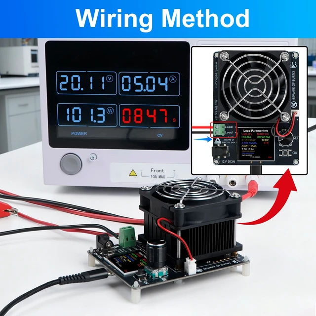 Alt view image 4 of 6 - 120W Mini Electronic Load Tester Constant Current Discharge Module | Battery Load Tester with Color Screen for Li-ion Capacity Data Monitoring