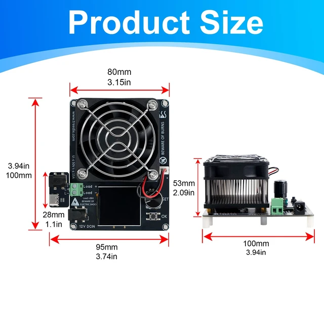 Alt view image 6 of 6 - 120W Mini Electronic Load Tester Constant Current Discharge Module | Battery Load Tester with Color Screen for Li-ion Capacity Data Monitoring