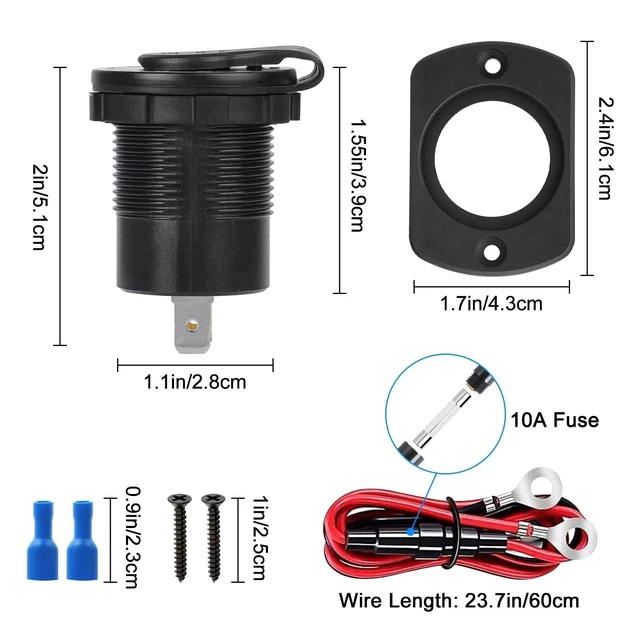 Alt view image 5 of 7 - 12V USB Outlet, 30W PD USB C & 18W QC3.0 Ports Car Charger Socket with Color Voltmeter, Switch for RV Boat Truck