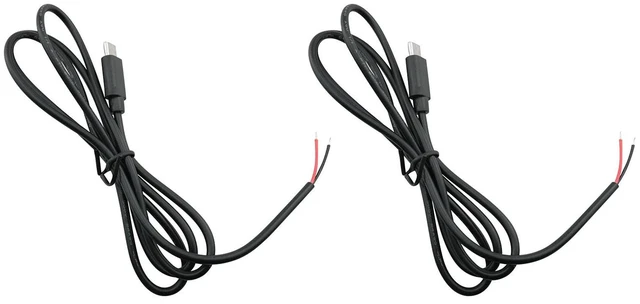 Main image of USB Type-C Pigtail Cable 2PCS 1m/3.2ft 22AWG USB-C Plug to 2 Pin Bare Wire Open End Connector for DIY, Type C Male
