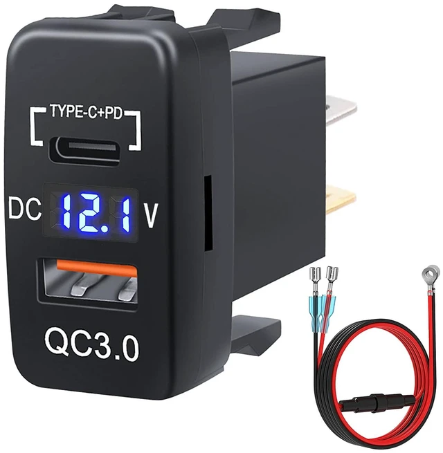 Main image of Quick Charge 3.0 & PD USB C Dual USB Port Charger Socket Power Adapter for Toyota