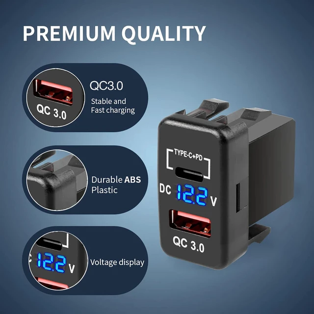 Alt view image 4 of 7 - Quick Charge 3.0 & PD USB C Dual USB Port Charger Socket Power Adapter for Toyota