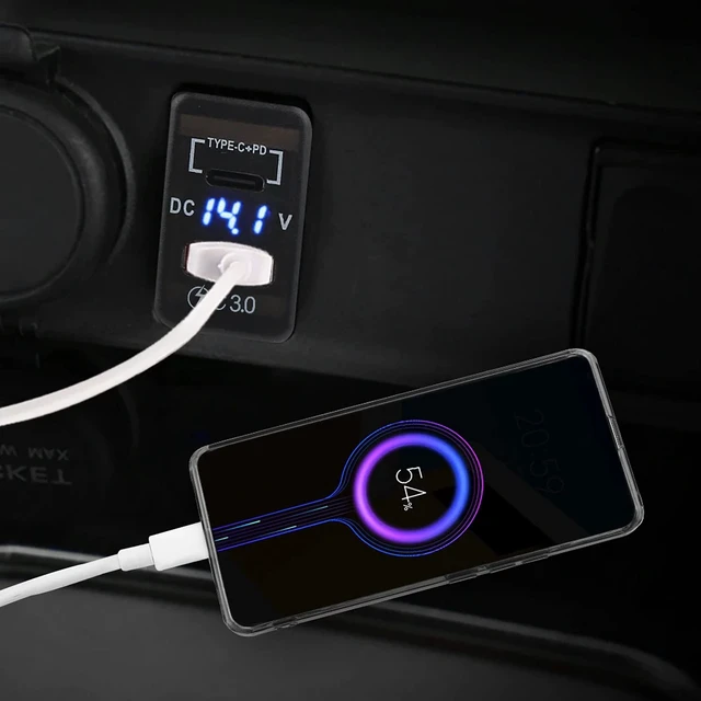 Alt view image 5 of 7 - Quick Charge 3.0 & PD USB C Dual USB Port Charger Socket Power Adapter for Toyota