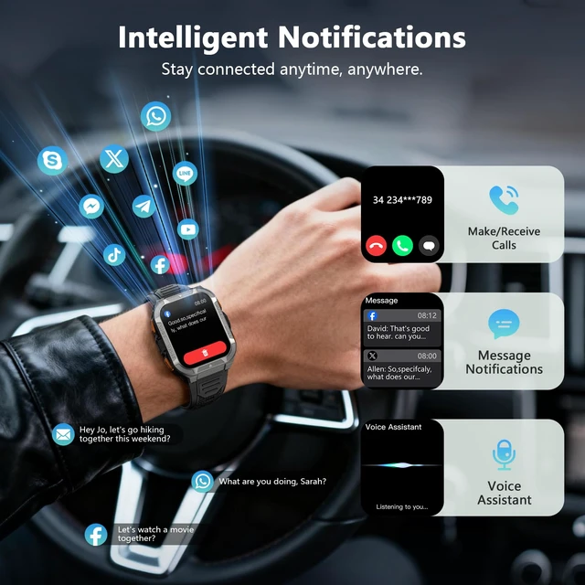 Alt view image 6 of 7 - GPS Smart Watch for Men with ChatGPT, AI Translator, Compass & Flashlight/100-Day Battery/Bluetooth Calling/Health Monitor/100+ Sports,Fitness Tracker for iPhone/Android Phones