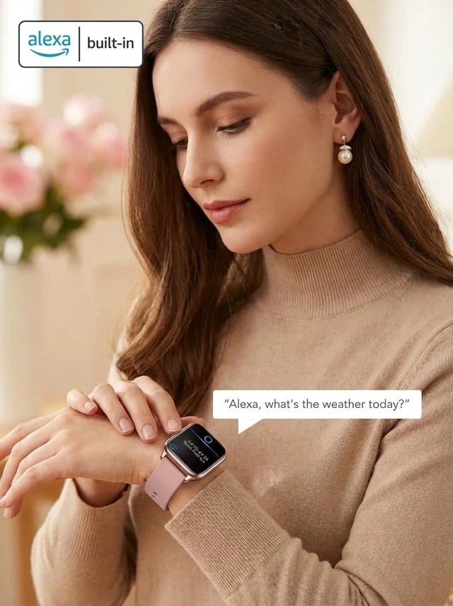 Alt view image 2 of 7 - Smart Watch for Women, Alexa & Call, 1.69" IP68, HR/SpO2, Pink, V7 Pro
