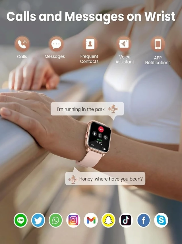 Alt view image 3 of 7 - Smart Watch for Women, Alexa & Call, 1.69" IP68, HR/SpO2, Pink, V7 Pro