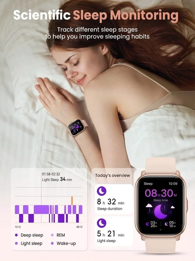 Alt view image 5 of 7 - Smart Watch for Women, Alexa & Call, 1.69" IP68, HR/SpO2, Pink, V7 Pro