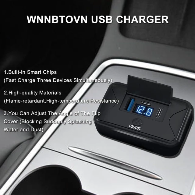 Alt view image 5 of 6 - 90W 12V USB Outlet Panel Mount Dual PD 36W QC 18W Switch Voltmeter Marine | 90W dual PD 36W + QC 18W fast charge, 90° adjustable flip cover, voltmeter, switch, surface mount for boat RV truck.