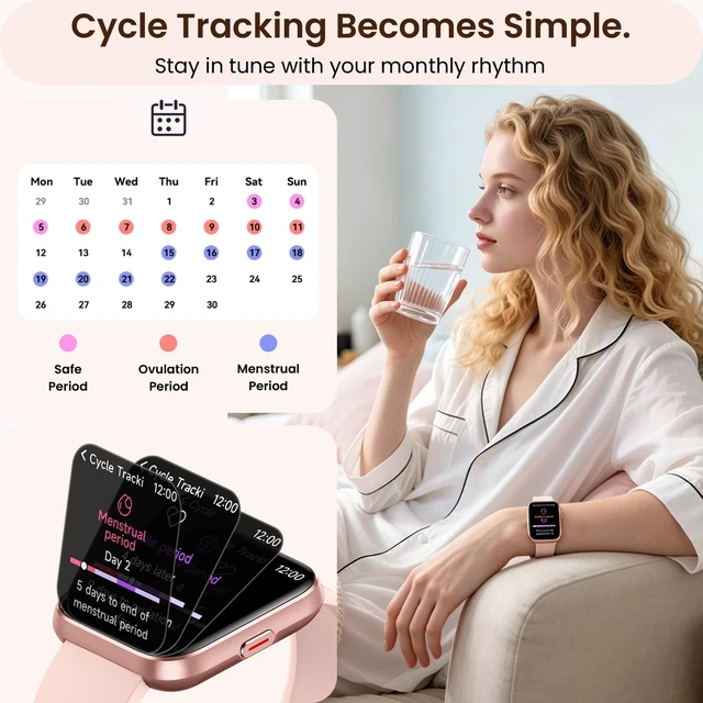 Alt view image 5 of 7 - Smart Watches for Women with Call, Health Monitor, Alexa Smartwatch | Womens Smart Watch for iPhone Android, Sleep,Heart Rate,Stress Monitor, Cycle Tracking, 100+ Sports Modes Fitness Watch