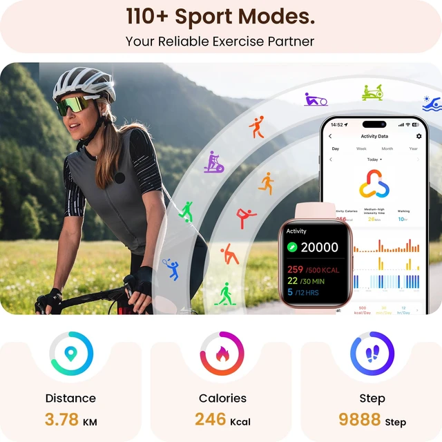 Alt view image 6 of 7 - Smart Watches for Women with Call, Health Monitor, Alexa Smartwatch | Womens Smart Watch for iPhone Android, Sleep,Heart Rate,Stress Monitor, Cycle Tracking, 100+ Sports Modes Fitness Watch