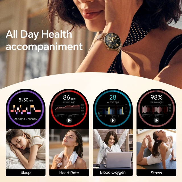 Alt view image 2 of 7 - Smart Watch for Men Women,1.57" Touchscreen,Round Fitness Trackers | Compatible iPhone/Samsung/Android,110+ Sports Modes,IP68 Activity Tracker,Heart Rate,Sleep/SpO2 Monitor,Rose Gold