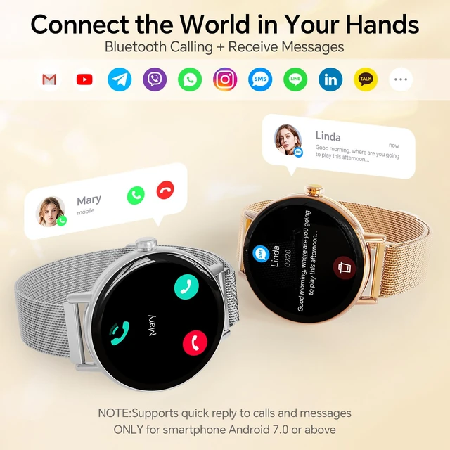 Alt view image 3 of 7 - Smart Watch for Men Women,1.57" Touchscreen,Round Fitness Trackers | Compatible iPhone/Samsung/Android,110+ Sports Modes,IP68 Activity Tracker,Heart Rate,Sleep/SpO2 Monitor,Rose Gold