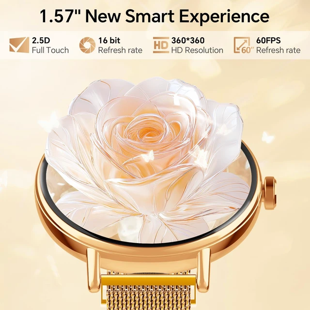 Alt view image 5 of 7 - Smart Watch for Men Women,1.57" Touchscreen,Round Fitness Trackers | Compatible iPhone/Samsung/Android,110+ Sports Modes,IP68 Activity Tracker,Heart Rate,Sleep/SpO2 Monitor,Rose Gold