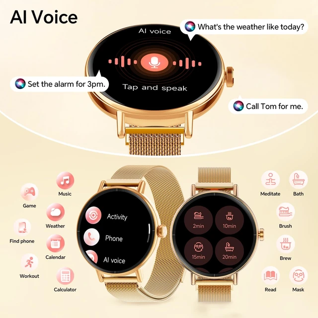 Alt view image 7 of 7 - Smart Watch for Men Women,1.57" Touchscreen,Round Fitness Trackers | Compatible iPhone/Samsung/Android,110+ Sports Modes,IP68 Activity Tracker,Heart Rate,Sleep/SpO2 Monitor,Rose Gold