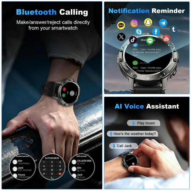 Alt view image 2 of 7 - Smart Watch for Men Fitness Tracker: Waterproof Make Answer Call Running Digital Mens Watches Military Smartwatch Android Phone iPhone Samsung Compatible SpO2 Sleep Heart Rate Monitor Step Pedometer