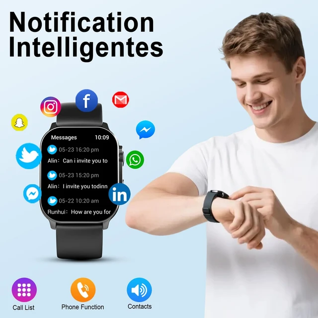 Alt view image 3 of 7 - Smart Watch for Men, 2.01" AMOLED Curved Display Fitness Tracker with Answer/Make Calls, 100+ Sport Modes, Fitness Watch with 24/7 Heart Rate/Sleep Monitor/Pedometer, IP68 Waterproof, for Android iOS