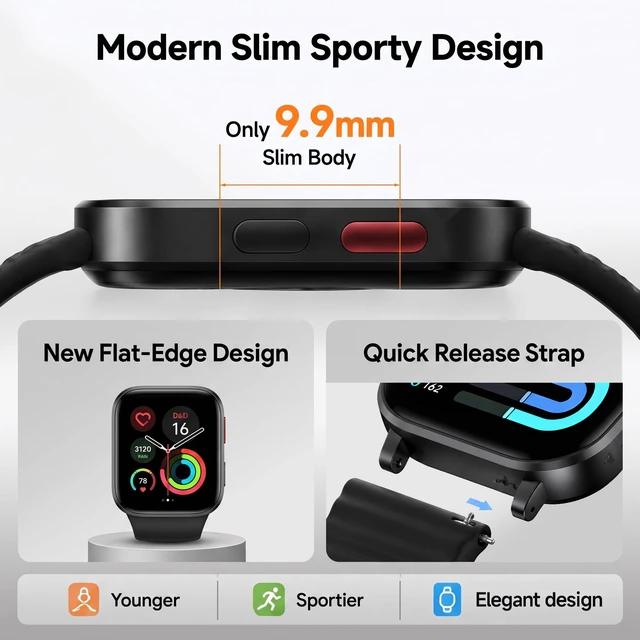 Alt view image 4 of 7 - REDMI Watch 6 Lite Smart Watch Black | 1.96" AMOLED 1500 nits AOD, BT calling, 18-day battery, 5 ATM, 150+ sport modes, 9.9 mm slim