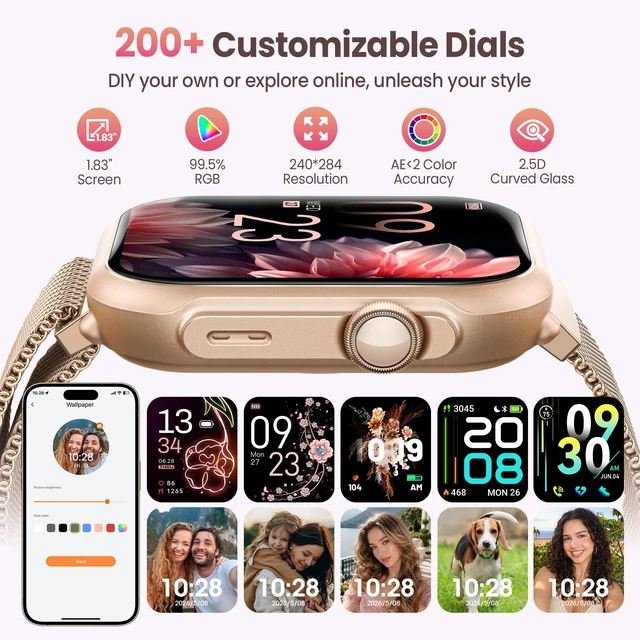 Alt view image 7 of 7 - Watch for Women,Fitness Smartwatch,Fitness Watch Tracker with 2 Bands | 120+Sport Mode/30 Day+Battery Life/SpO2 Sleep Heart Rate Monitor/IP68/Compatiblefor iPhone&Android/Bluetooth Make/Answer Call
