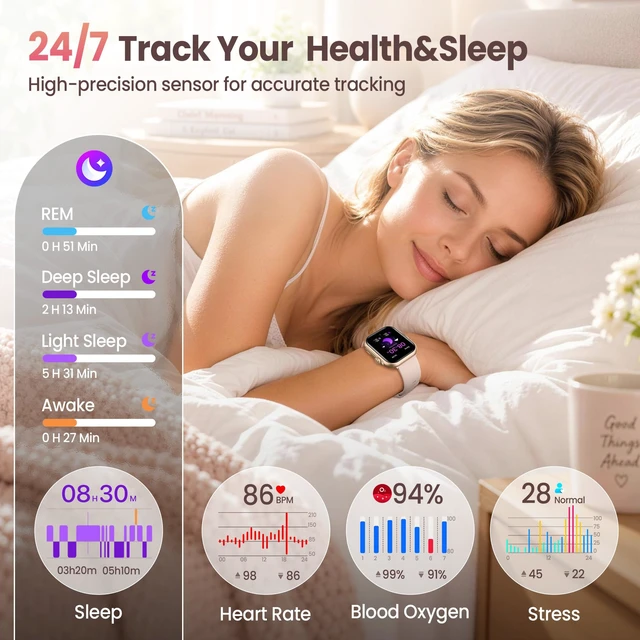 Alt view image 4 of 7 - Watch for Women,Fitness Smartwatch,Fitness Watch Tracker with 2 Bands | 120+Sport Mode/30 Day+Battery Life/SpO2 Sleep Heart Rate Monitor/IP68/Compatiblefor iPhone&Android/Bluetooth Make/Answer Call