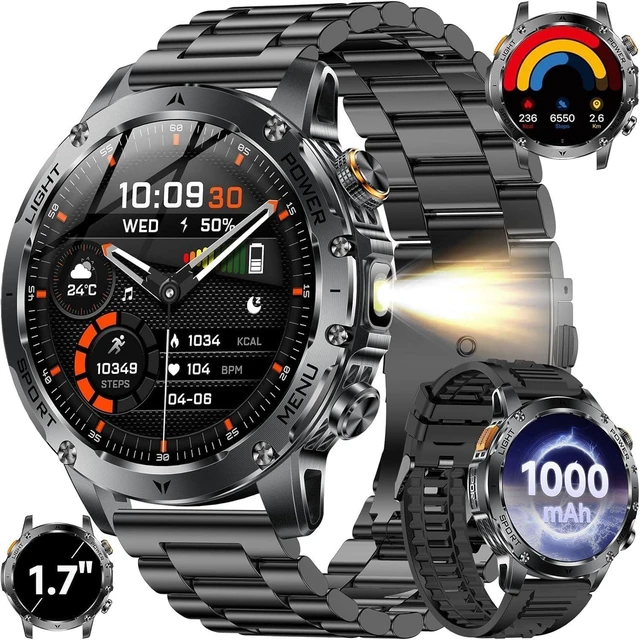 Main image of Smart Watch for Men (Answer/Make Call) - 1.71" HD Military Smartwatch | 100+ Days Extra Long Battery Life Fitness Tracker, LED Flashlight/Blood Oxygen/Sleep Monitoring/Stress/100+Sports Android iOS