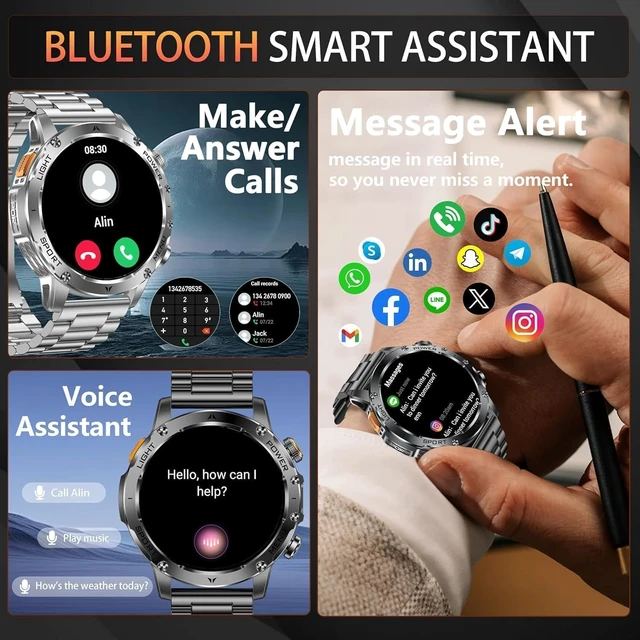 Alt view image 4 of 7 - Smart Watch for Men (Answer/Make Call) - 1.71" HD Military Smartwatch | 100+ Days Extra Long Battery Life Fitness Tracker, LED Flashlight/Blood Oxygen/Sleep Monitoring/Stress/100+Sports Android iOS