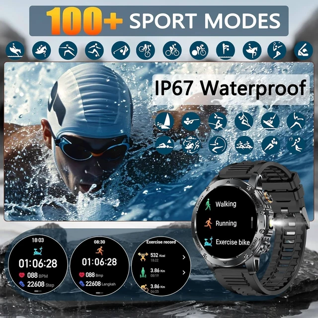 Alt view image 7 of 7 - Smart Watch for Men (Answer/Make Call) - 1.71" HD Military Smartwatch | 100+ Days Extra Long Battery Life Fitness Tracker, LED Flashlight/Blood Oxygen/Sleep Monitoring/Stress/100+Sports Android iOS