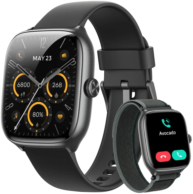 Main image of Smart Watch for Women Men, Bluetooth Call, 40mm AMOLED Fitness Watch | for iPhone/Android/Samsung, Notification Alerts, Heart Rate/Stress/Sleep Monitor, 101+ Sports Modes, 3ATM Waterproof, 2 Bands