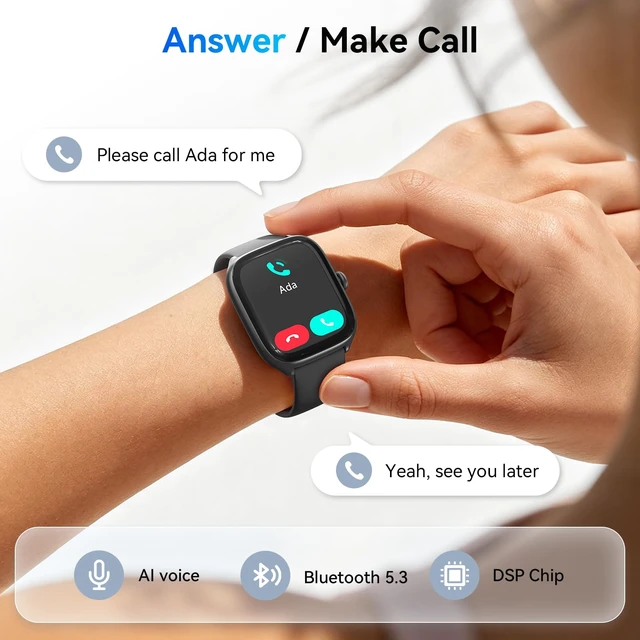 Alt view image 4 of 7 - Smart Watch for Women Men, Bluetooth Call, 40mm AMOLED Fitness Watch | for iPhone/Android/Samsung, Notification Alerts, Heart Rate/Stress/Sleep Monitor, 101+ Sports Modes, 3ATM Waterproof, 2 Bands