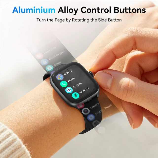 Alt view image 3 of 7 - Smart Watch for Women Men, Bluetooth Call, 40mm AMOLED Fitness Watch | for iPhone/Android/Samsung, Notification Alerts, Heart Rate/Stress/Sleep Monitor, 101+ Sports Modes, 3ATM Waterproof, 2 Bands