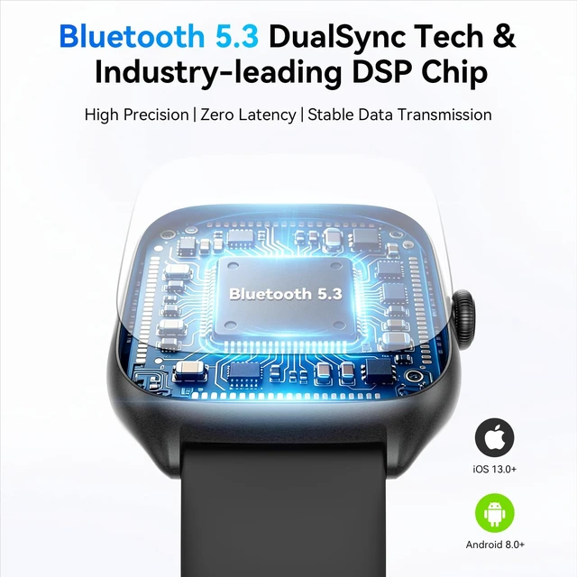 Alt view image 7 of 7 - Smart Watch for Women Men, Bluetooth Call, 40mm AMOLED Fitness Watch | for iPhone/Android/Samsung, Notification Alerts, Heart Rate/Stress/Sleep Monitor, 101+ Sports Modes, 3ATM Waterproof, 2 Bands