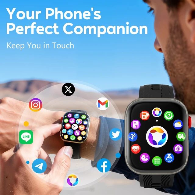 Alt view image 6 of 7 - Smart Watch for Men & Women, 1.88" HD Screen, 120+ Sports Modes, Black | Fitness Tracker, IP68 Waterproof, 300+ DIY Watch Faces, Bluetooth Calling & Alerts, Compatible iOS & Android Health Monitor