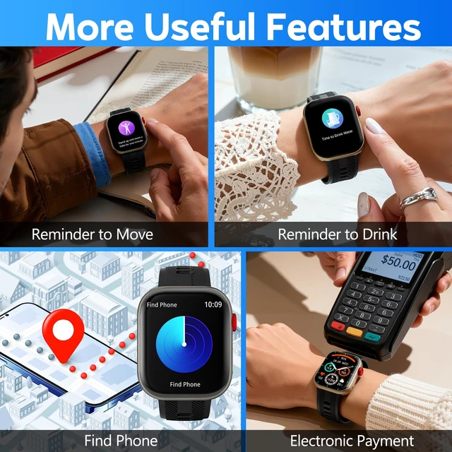 Alt view image 7 of 7 - Smart Watch for Men & Women, 1.88" HD Screen, 120+ Sports Modes, Black | Fitness Tracker, IP68 Waterproof, 300+ DIY Watch Faces, Bluetooth Calling & Alerts, Compatible iOS & Android Health Monitor