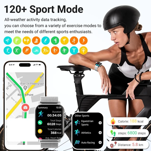 Alt view image 5 of 6 - Smart Watches for Women, 1.83'' HD Fitness Tracker with Answer/Make Calls, Heart Rate/Sleep/SpO2 Monitor, 120+ Sport Modes, IP68 Waterproof, Compatible iPhone/Android Silver