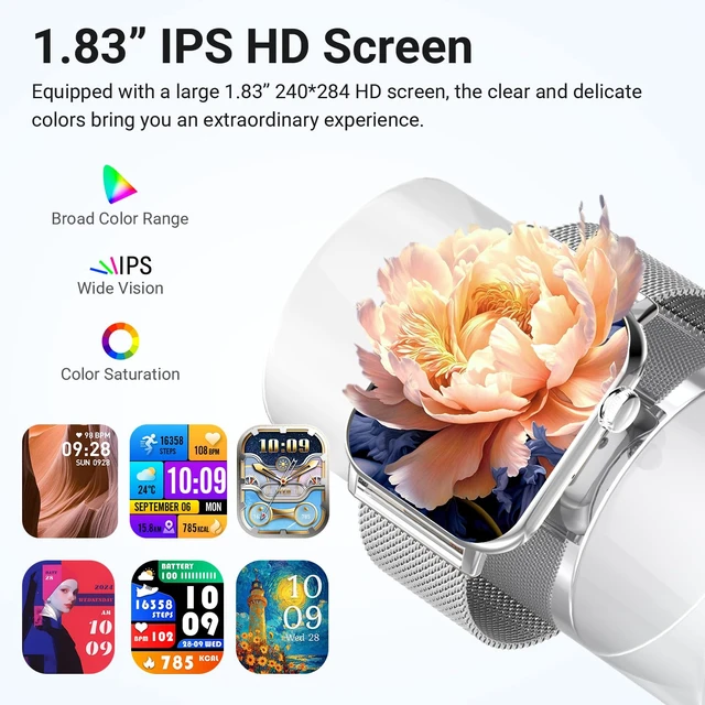 Alt view image 2 of 6 - Smart Watches for Women, 1.83'' HD Fitness Tracker with Answer/Make Calls, Heart Rate/Sleep/SpO2 Monitor, 120+ Sport Modes, IP68 Waterproof, Compatible iPhone/Android Silver